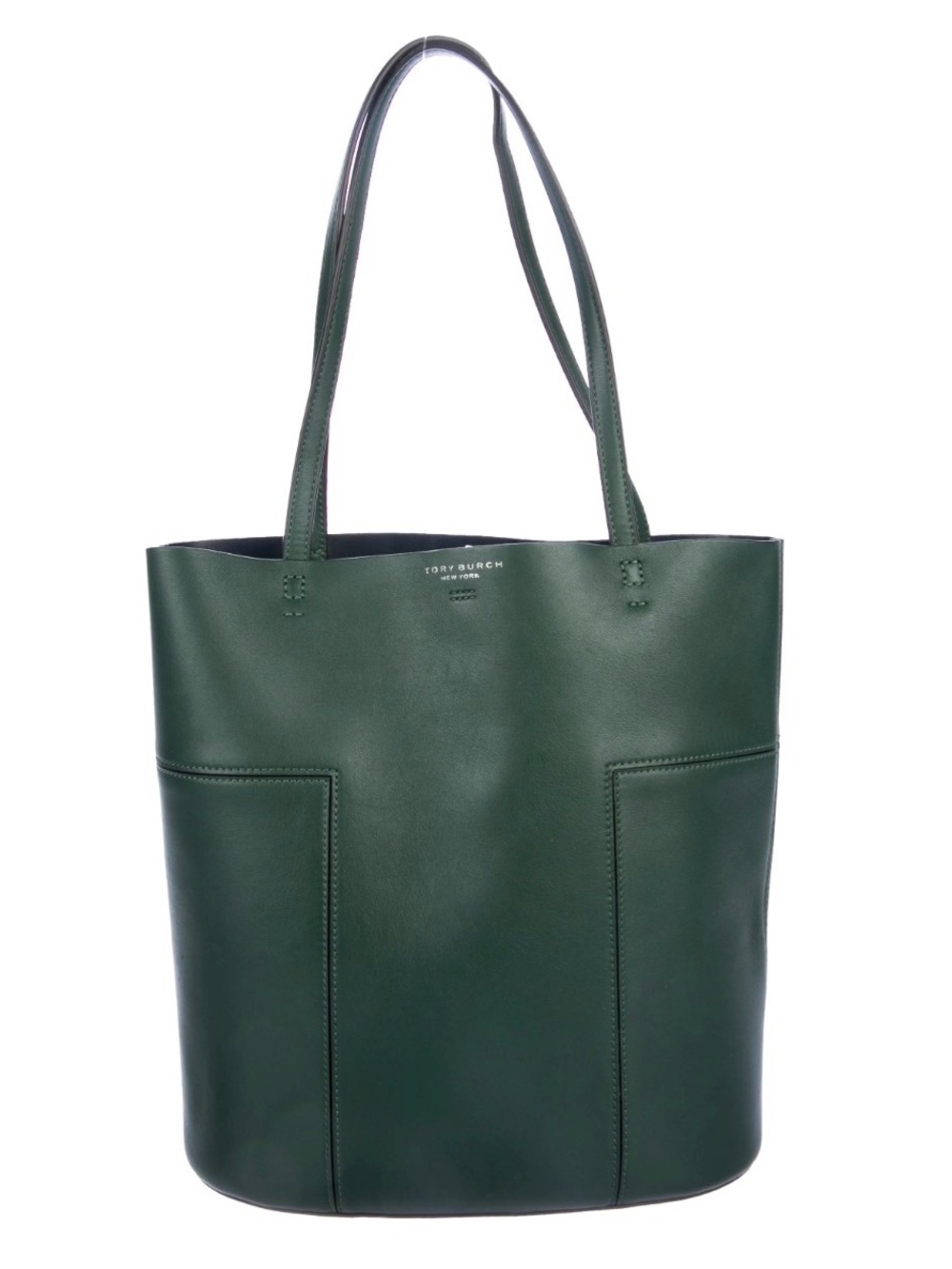 Tory Burch Dark Green Leather Block T Tote